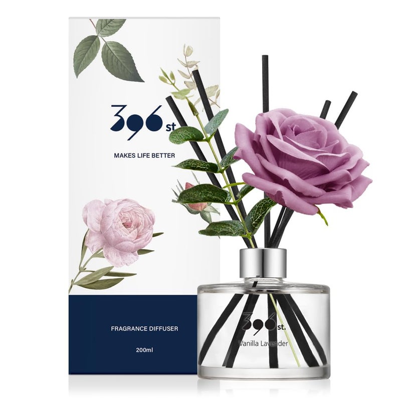 396 st. Rose Flower Reed Diffuser, Vanilla Lavender, 200ml(6.7oz) / Reed Diffuser Sets, Home Fragrance, Scented Oils, Home & Bathroom DÃ©cor - Image 1
